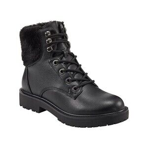 Bandolino Womens Livia Black Round Toe Lace Up Combat Boots